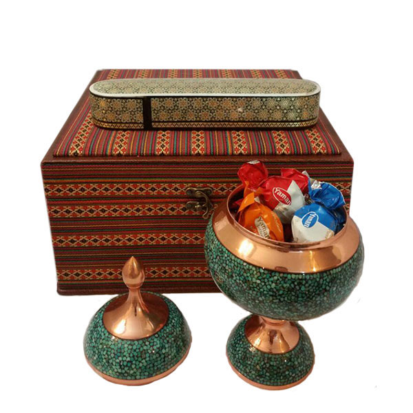 Geschenkbox-Türkis Schokoladenquark mit Jajim Boxen & Khatam Bleistift