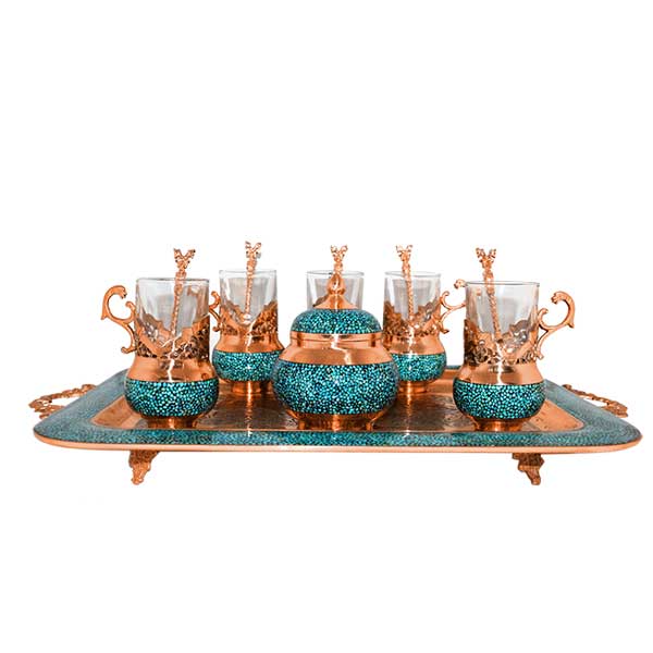 Tea Set by Turquoise Stone On Copper