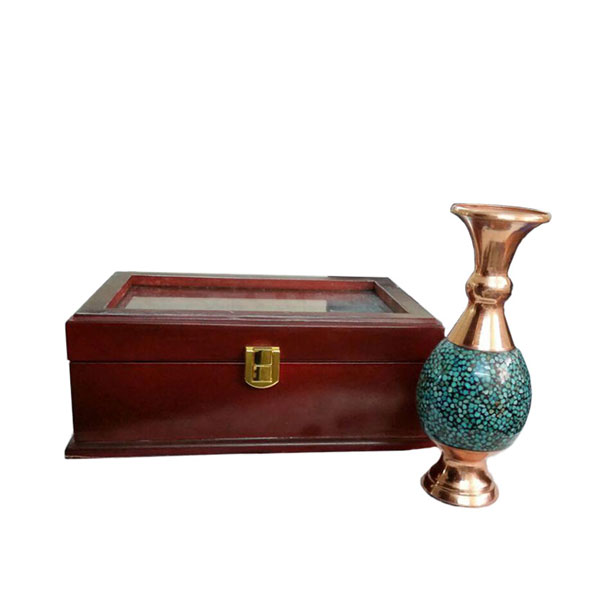 Geschenkbox-Türkis Vase und Holzkisten