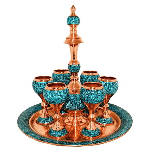 Wine Service by Turquoise Stone On Copper