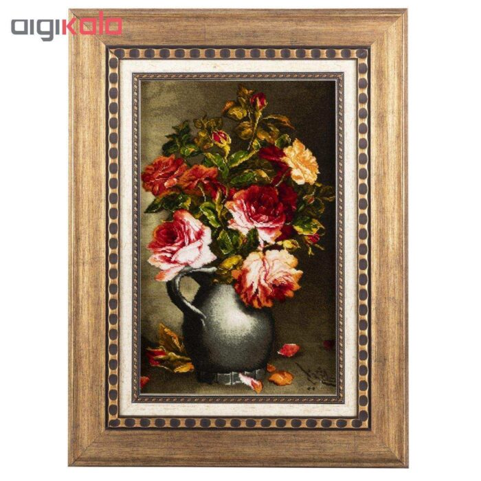 Handmade Pictorial Carpet, rose flower design in pitcher, code 901813