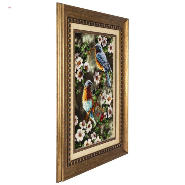 C Persia handmade carpet design of spring flowers and two birds code 901826