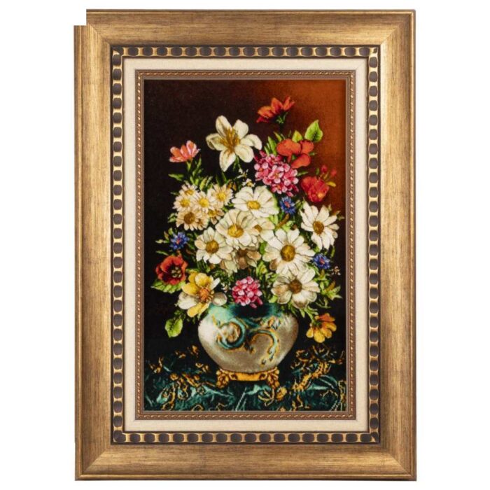 Handmade Pictorial Carpet, flower model in vase, code 902014