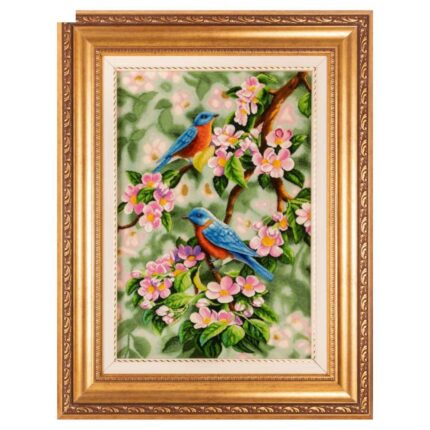 Handmade Pictorial Carpet, model of birds and spring flowers, code 902255