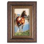 Handmade Pictorial Carpet, brown horse design, code 912025