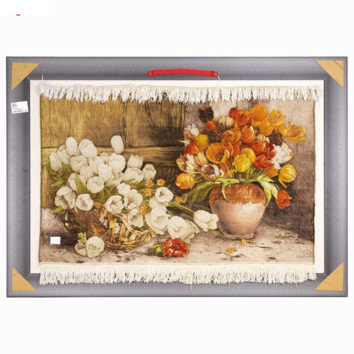 Handmade Pictorial Carpet, flower basket and earthenware vase code 902049