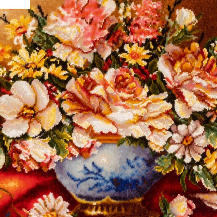 Handmade Pictorial Carpet, flower model in vase, code 902257
