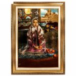 Handmade Pictorial Carpet, Kashan girl model, code 902028
