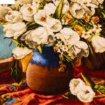 Handmade Pictorial Carpet, tulip flowers model in vase, code 902306