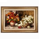 Handmade Pictorial Carpet, flower basket and earthenware vase code 902049