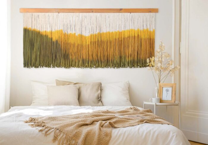 Short wheat field Model , Hand Woven Macrame Wall Tapestry, Boho Art Decor - 39" x 63"