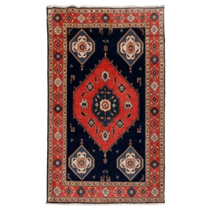 a 4x6 Rectangular Rug 100% Original Hand-Knotted in Black,White,Beige Colors RugsTC 4'1 x 6'4 Pak Persian Area Rug with Wool Pile Ardabil Design 