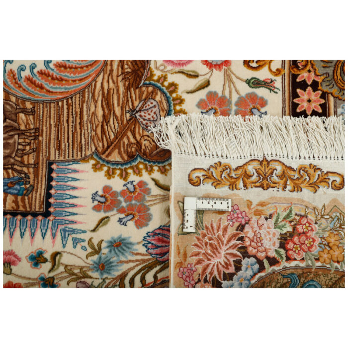 Six-meter hand-woven carpet, model Cheleh and Gol, code h1112, one pair