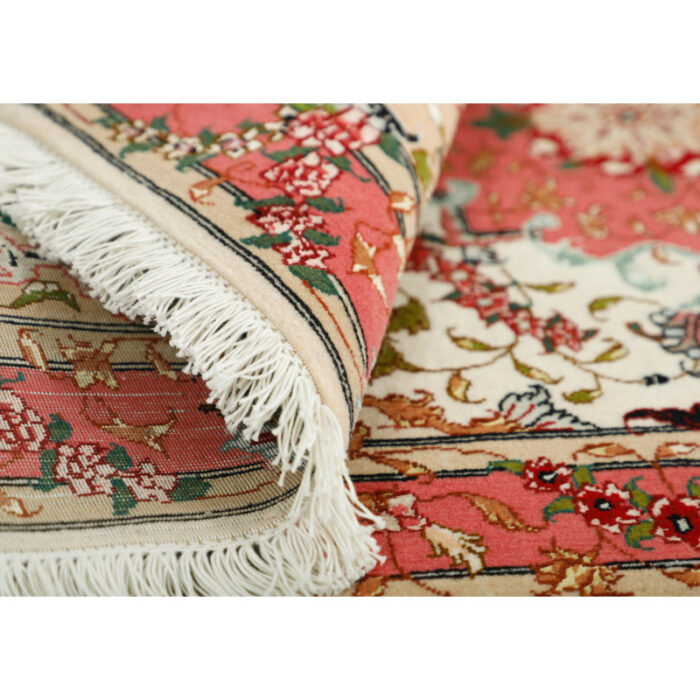 One meter hand woven carpet, Tabriz silk flower model, code a53789