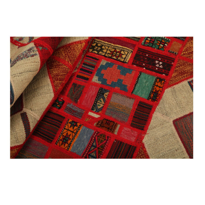 Collage of three-meter hand-woven kilim, embroidered model, code g557364