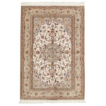 Two and a half meter hand-woven carpet, Isfahan silk flower and silk model, code 442379
