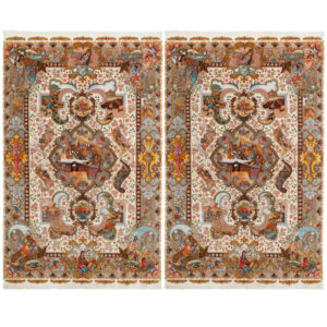 Six-meter hand-woven carpet, model Cheleh and Gol, code h1112, one pair