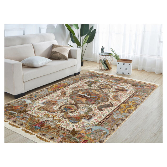 Six-meter hand-woven carpet, model Cheleh and Gol, code h1112, one pair