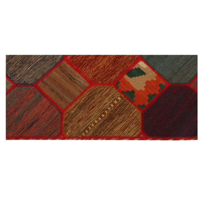 Collage of three-meter hand-woven kilim, embroidered model, code g557355