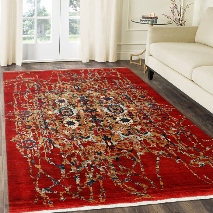 Six-meter hand-woven carpet, model of modern texture map of Tabriz, code 575444