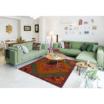 Collage of three-meter hand-woven kilim, embroidered model, code g557345