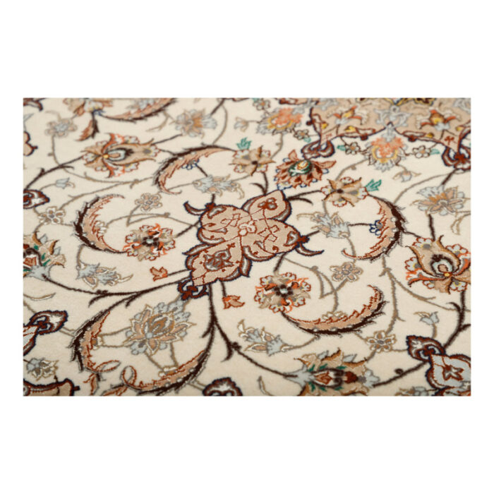 Two and a half meter hand-woven carpet, Isfahan silk weft and flower, code 442382