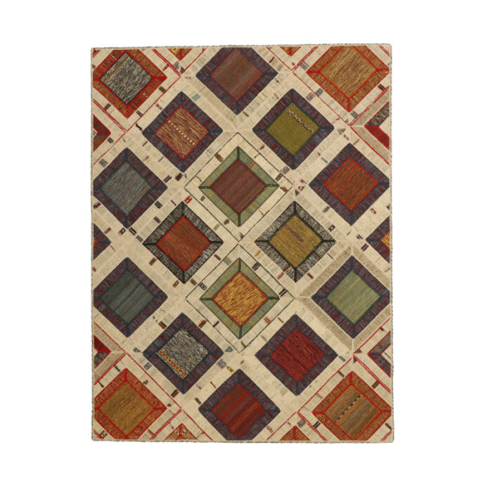 Collage of three-meter hand-woven kilim, embroidered model, code g557348
