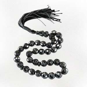 Black Hematite Tasbih – 33 Diamond-Cut Beads, Certified Authentic