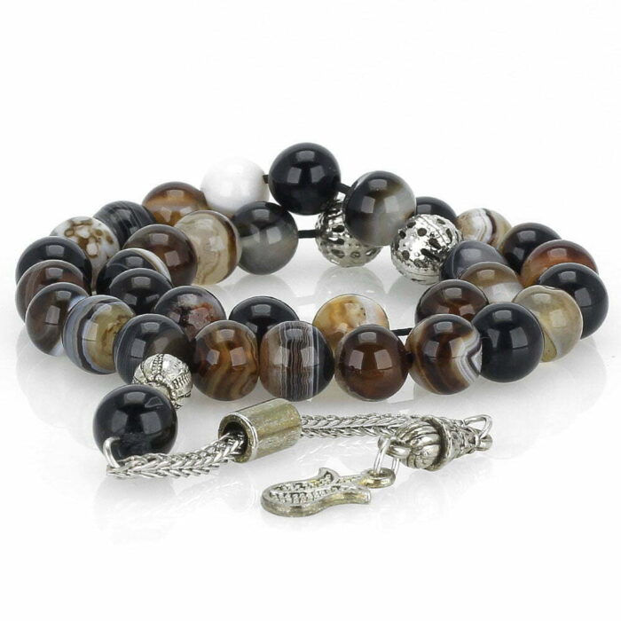 Real Mix of Agate luxury Tasbih, Misbaha, with 33 Beads, Natural Healing Gemstone