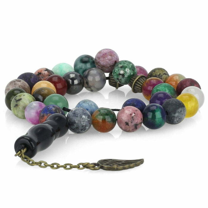 Luxury Real 7 Chakra by 34 types of Stones, Tasbih with 33 Beads, Misbaha, Pendant Onyx Agate