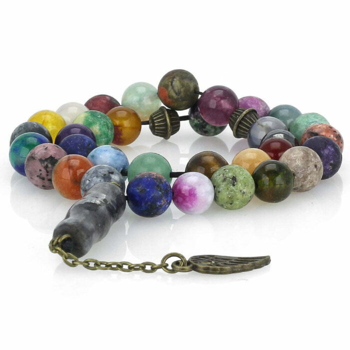 Luxury Real 7 Chakra by 34 types of Stones, Tasbih with 33 Beads, Misbaha, Pendant larvicitis Stone