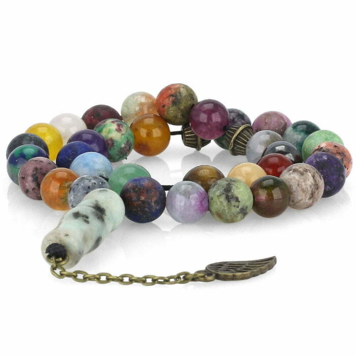 Luxury Real 7 Chakra by 34 types of Stones, Tasbih with 33 Beads, Misbaha, Pendant Serpentine