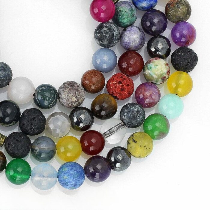 Luxury Real 7 Chakra by 43 types of Stones, Tasbih and Necklace with 101 Beads, Misbaha, Amethyst Pendant, Stone Therapy