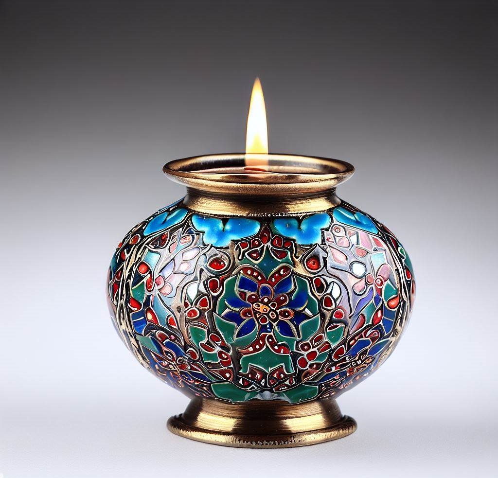 Persian Enamel Candle Holder