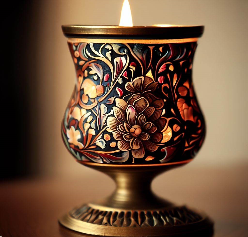 Persian Marquetry Candle Holder