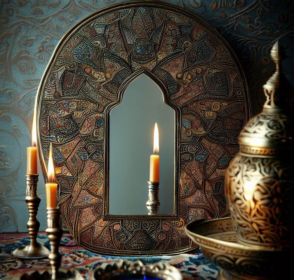 Persian Mirror and Candle Holder