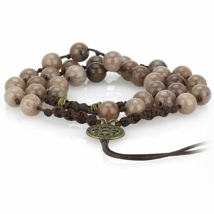 Real Brown Agate luxury Tasbih with 33 Beads, Misbaha, Macrame texture, Natural Healing Gemstone