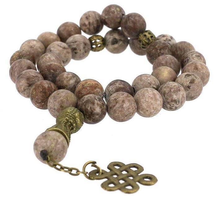 Real Brown Serpentine Beautiful Tasbih with 33 Beads, Misbaha, Natural Healing Gemstone