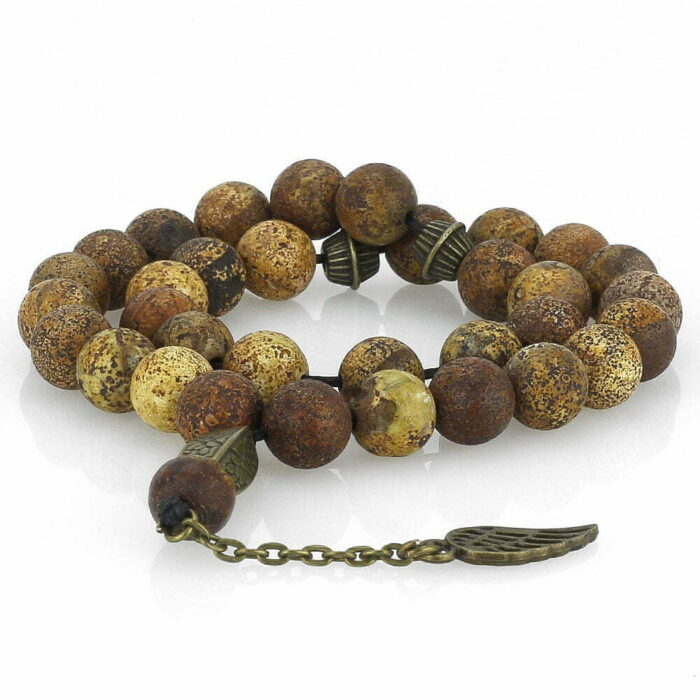 Real Burnt Jasper luxury Tasbih with 33 Beads, Misbaha, Natural Healing Gemstone - 02