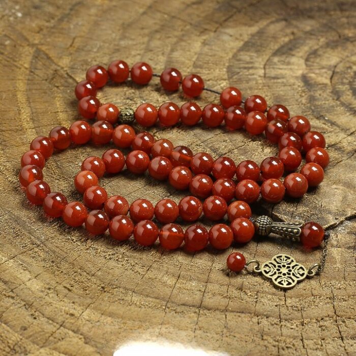 Real Coarse Grain Red luxury Agate Tasbih with 66 Beads, Misbaha, Natural Healing Gemstone