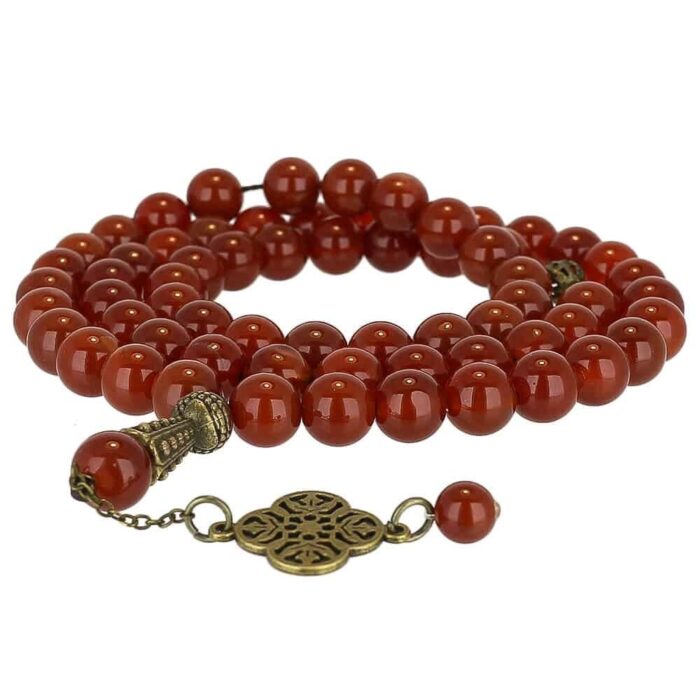 Real Coarse Grain Red luxury Agate Tasbih with 66 Beads, Misbaha, Natural Healing Gemstone