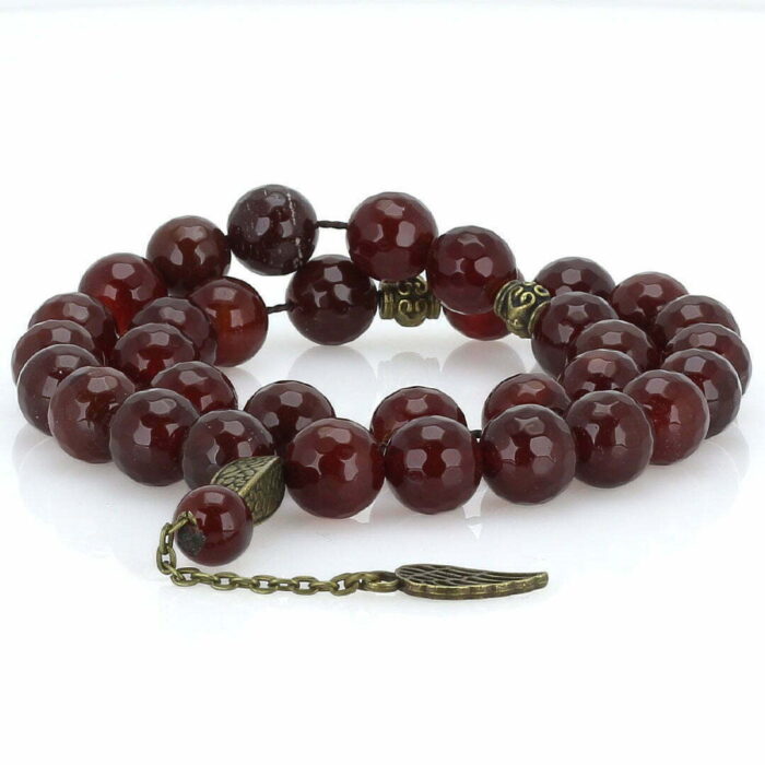 Real Dark red Agate luxury Tasbih with 33 Beads, Misbaha, Natural Healing Gemstone