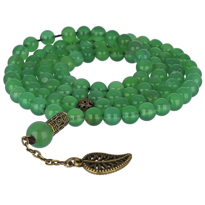 Real Green Agate luxury Tasbih, Necklace with 101 Beads, Misbaha, Natural Healing Gemstone