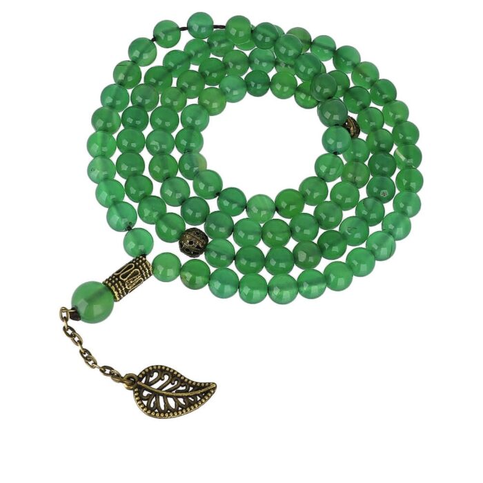 Real Green Agate luxury Tasbih, Necklace with 101 Beads, Misbaha, Natural Healing Gemstone