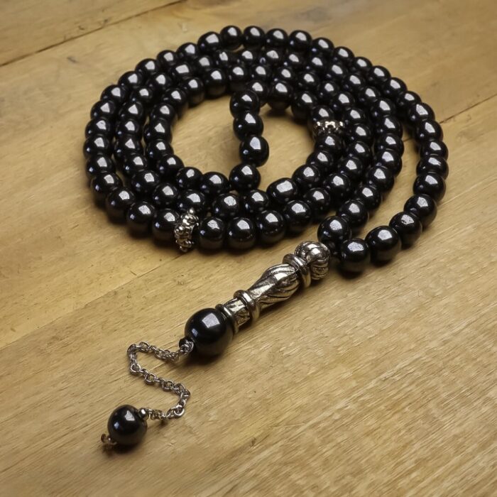 Real Hadid (Hematite) luxury Tasbih and necklace with 101 Beads, Misbaha, Natural Healing Gemstone - 02