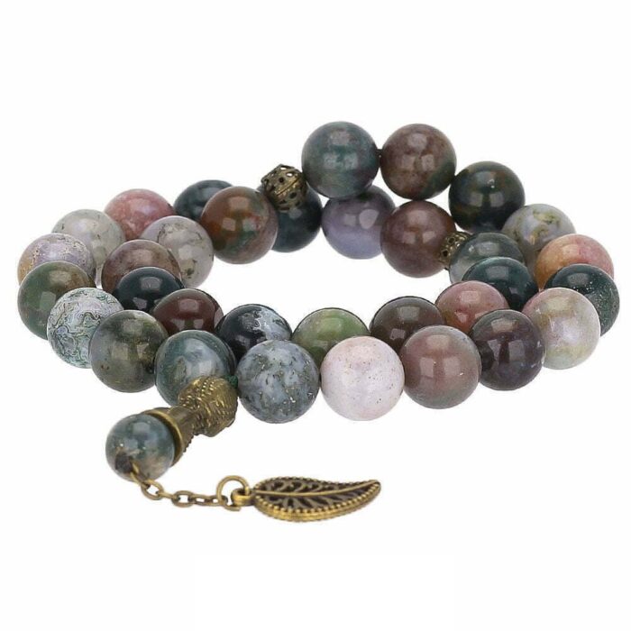 Real Jasper and Moss luxury Agate Tasbih with 33 Beads, Misbaha, Natural Healing Gemstone