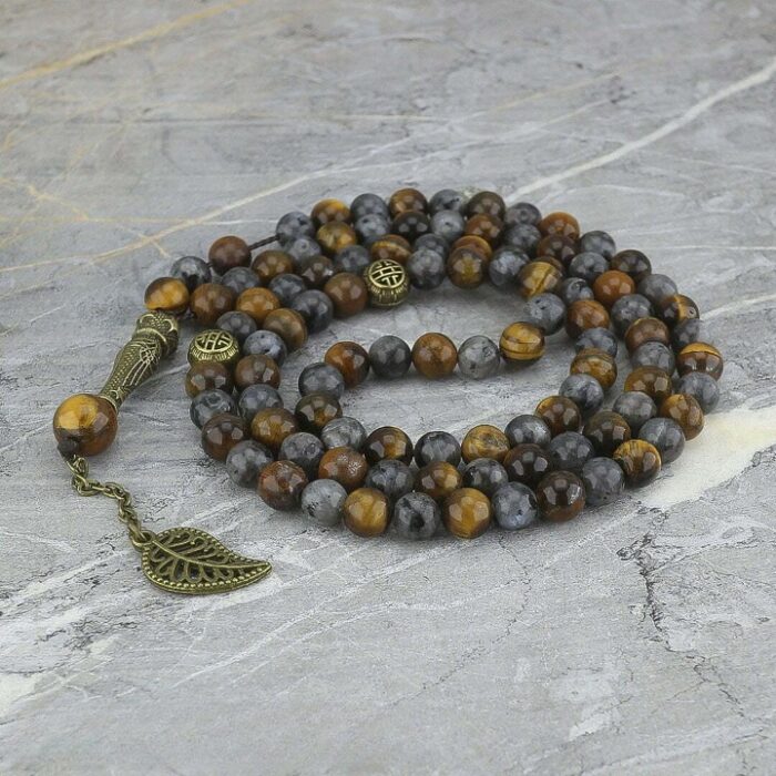 Real Labradorite and Tiger Eye luxury Tasbih and Necklace with 101 Beads, Misbaha, Natural Healing Gemstone