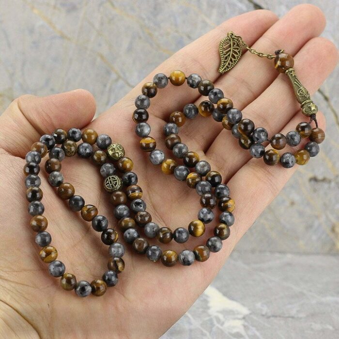 Real Labradorite and Tiger Eye luxury Tasbih and Necklace with 101 Beads, Misbaha, Natural Healing Gemstone