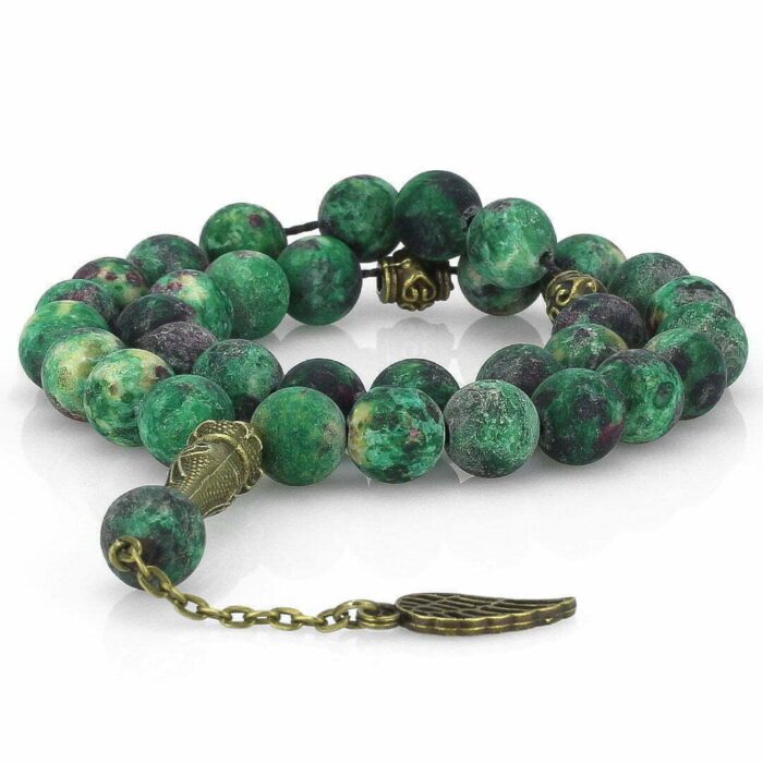 Real Matte African Green Turquoise Beautiful Tasbih with 33 Beads, Misbaha, Natural Healing Gemstone
