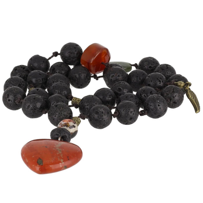 Real Red Agate, Lava, Canadian jade luxury Tasbih with 33 Beads, Misbaha, With Jasper Pendant